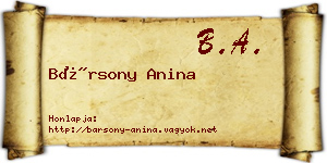 Bársony Anina névjegykártya